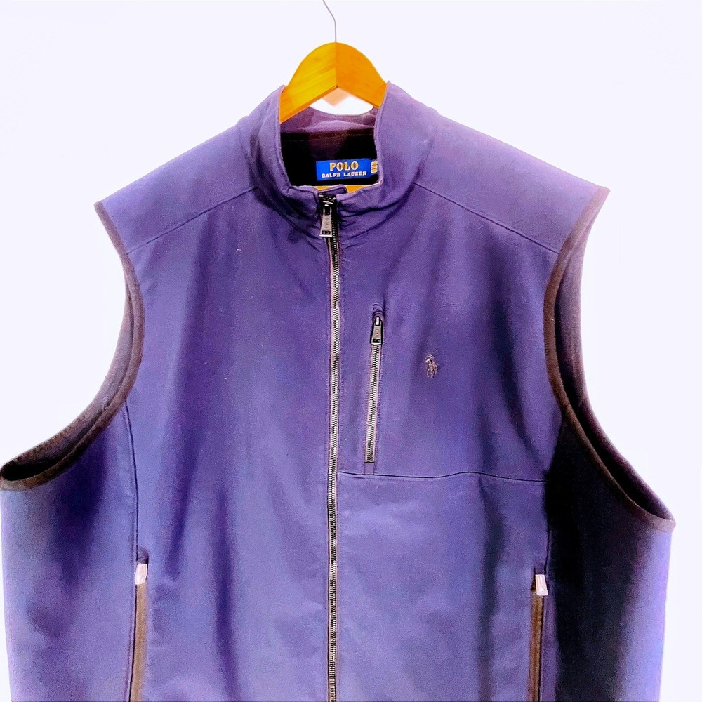 Polo Ralph Lauren Softshell Vest Men's 2X XXL Pony Blue Full Zip Fleece Lined - Picture 5 of 9